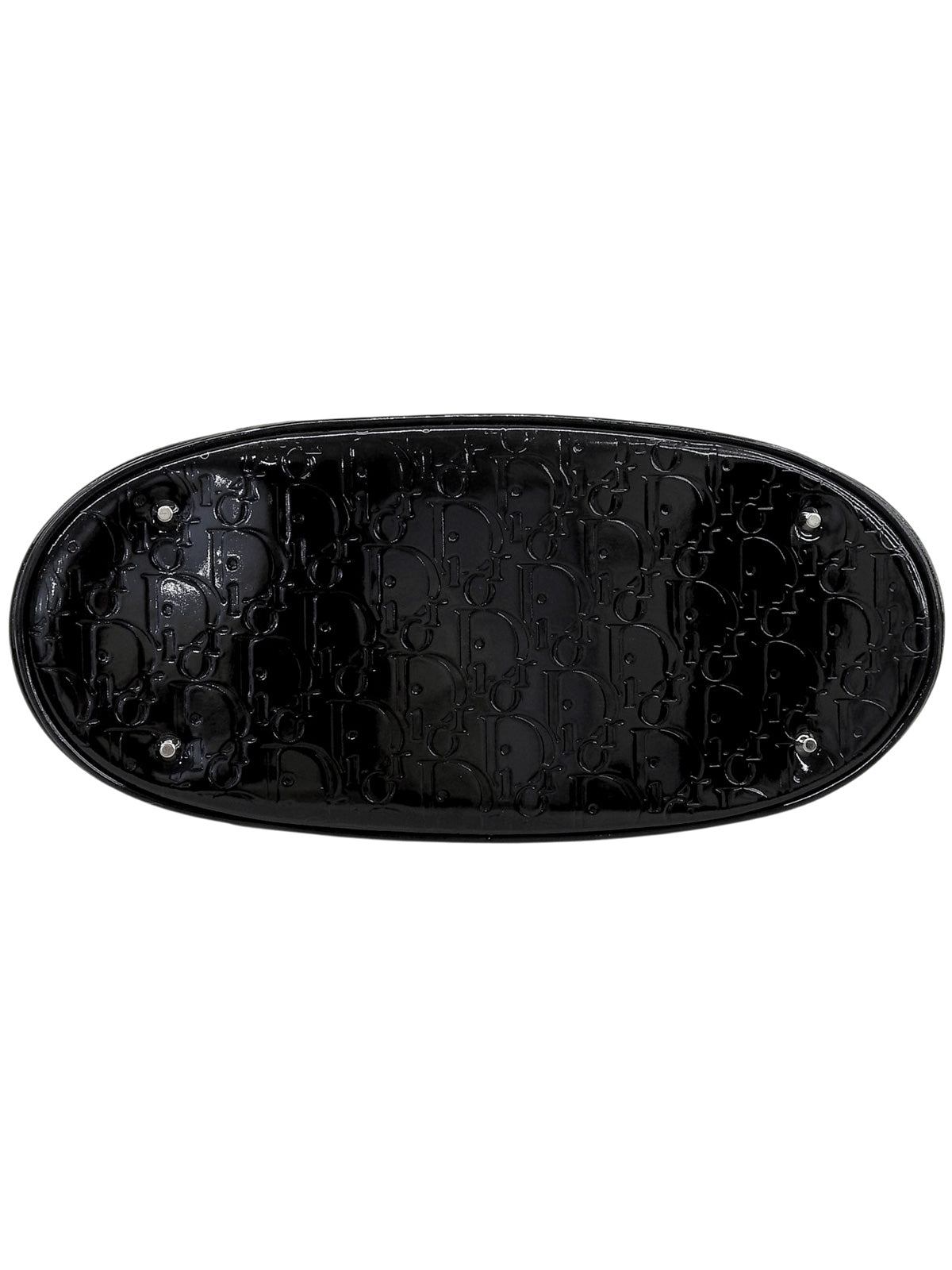 黑色漆皮蹄铁图案手提包