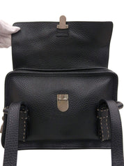 Logo Plate Ribbon Motif Bag Black