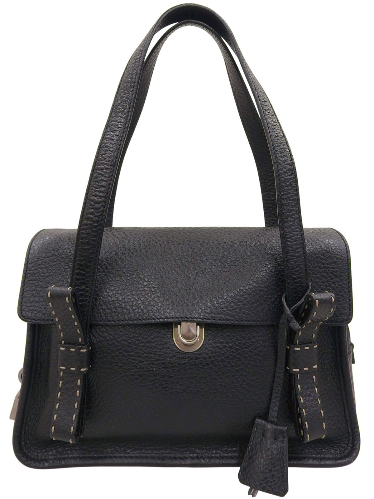 Logo Plate Ribbon Motif Bag Black