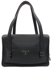 Logo Plate Ribbon Motif Bag Black