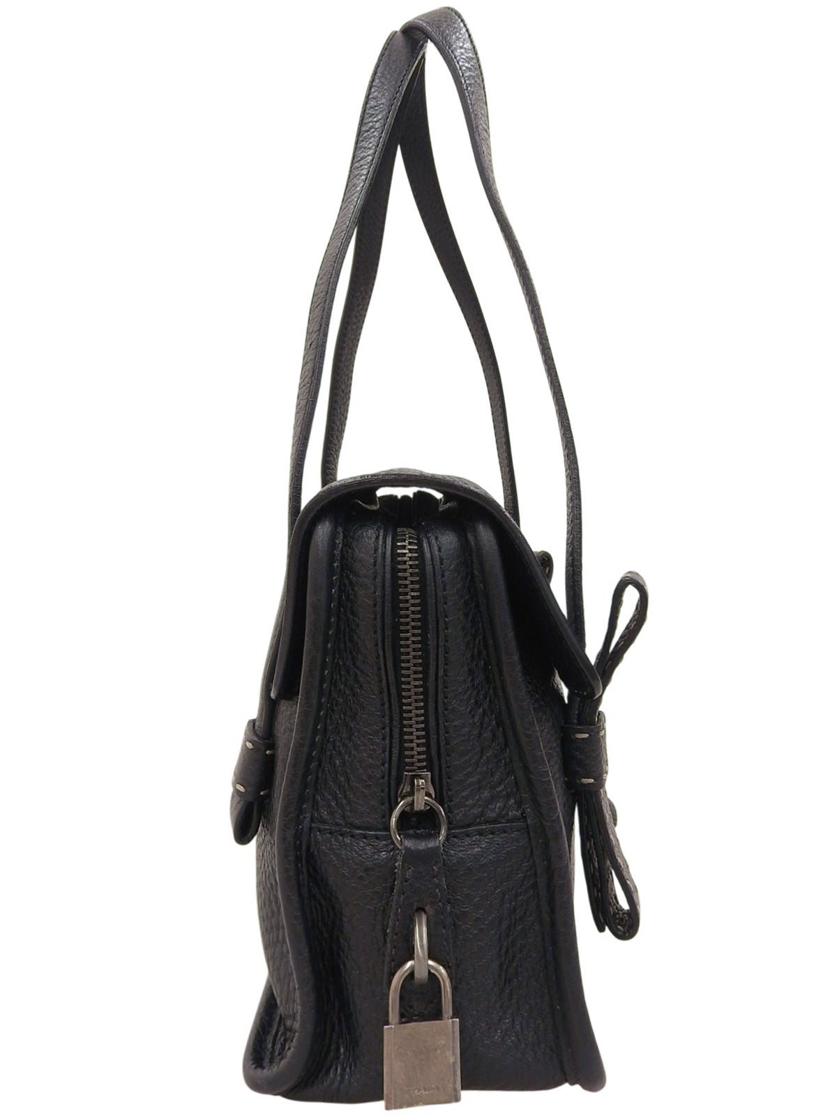Logo Plate Ribbon Motif Bag Black