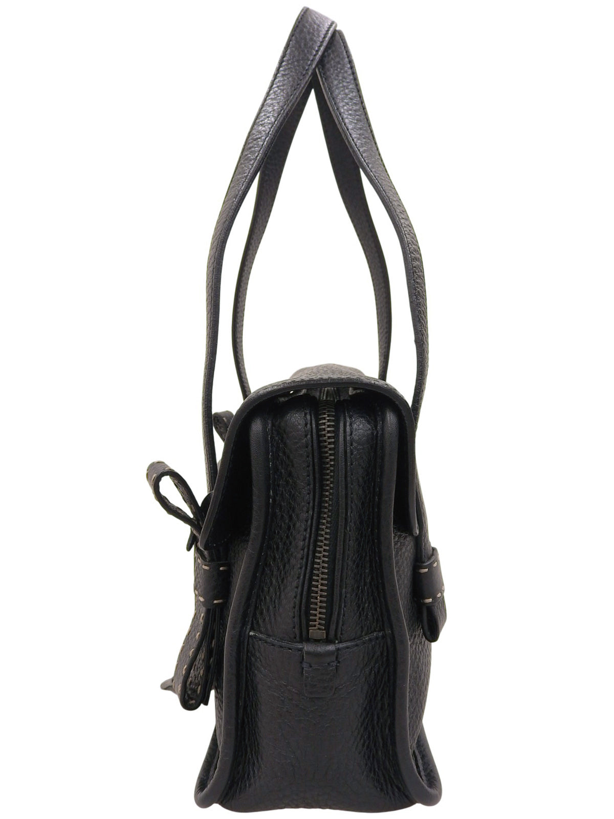 Logo Plate Ribbon Motif Bag Black