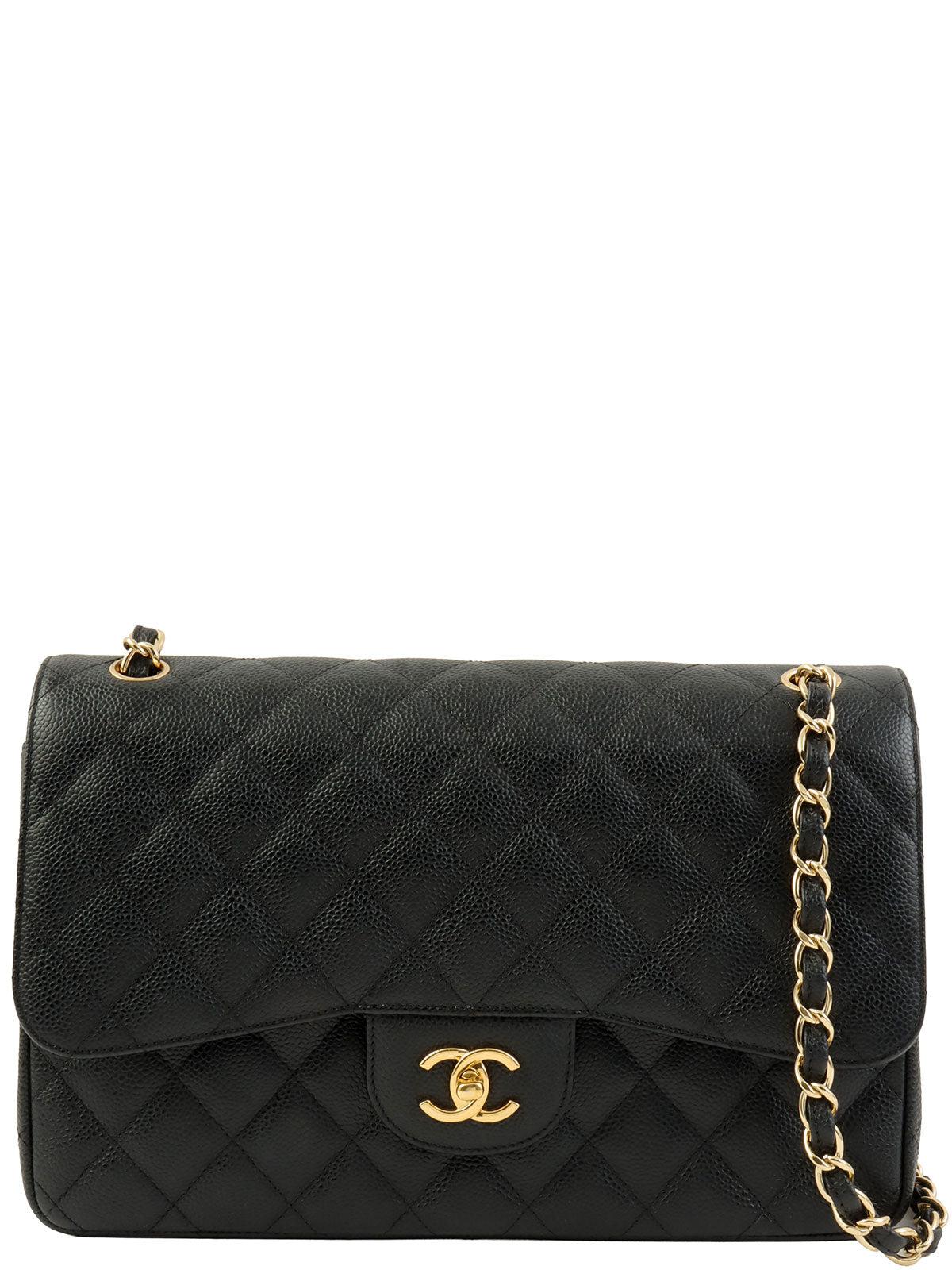 2012款鱼子酱纹经典翻盖链条包 30黑色