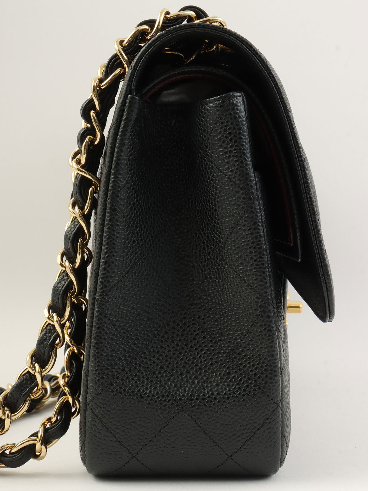 2012款鱼子酱纹经典翻盖链条包 30黑色