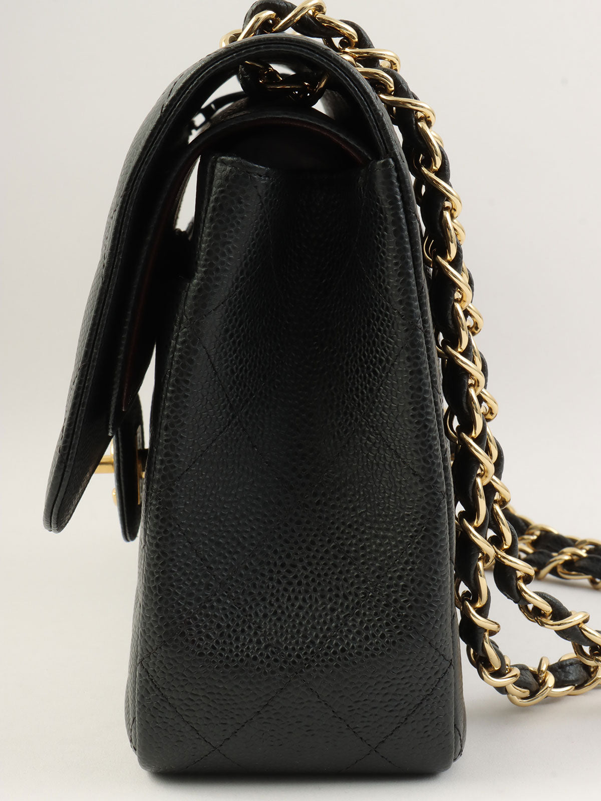 2012款鱼子酱纹经典翻盖链条包 30黑色