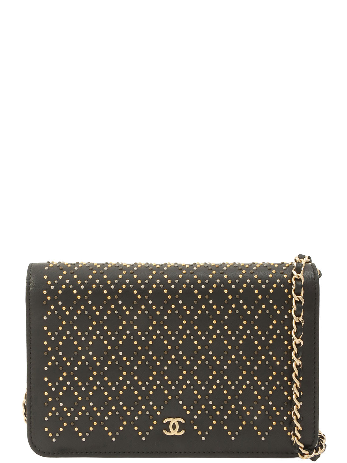Around 2016 Made Studded CC Mark Wallet on Chain Black