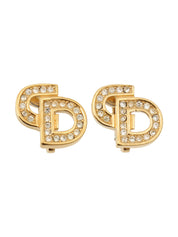 Rhinestone Logo Earrings - Gold