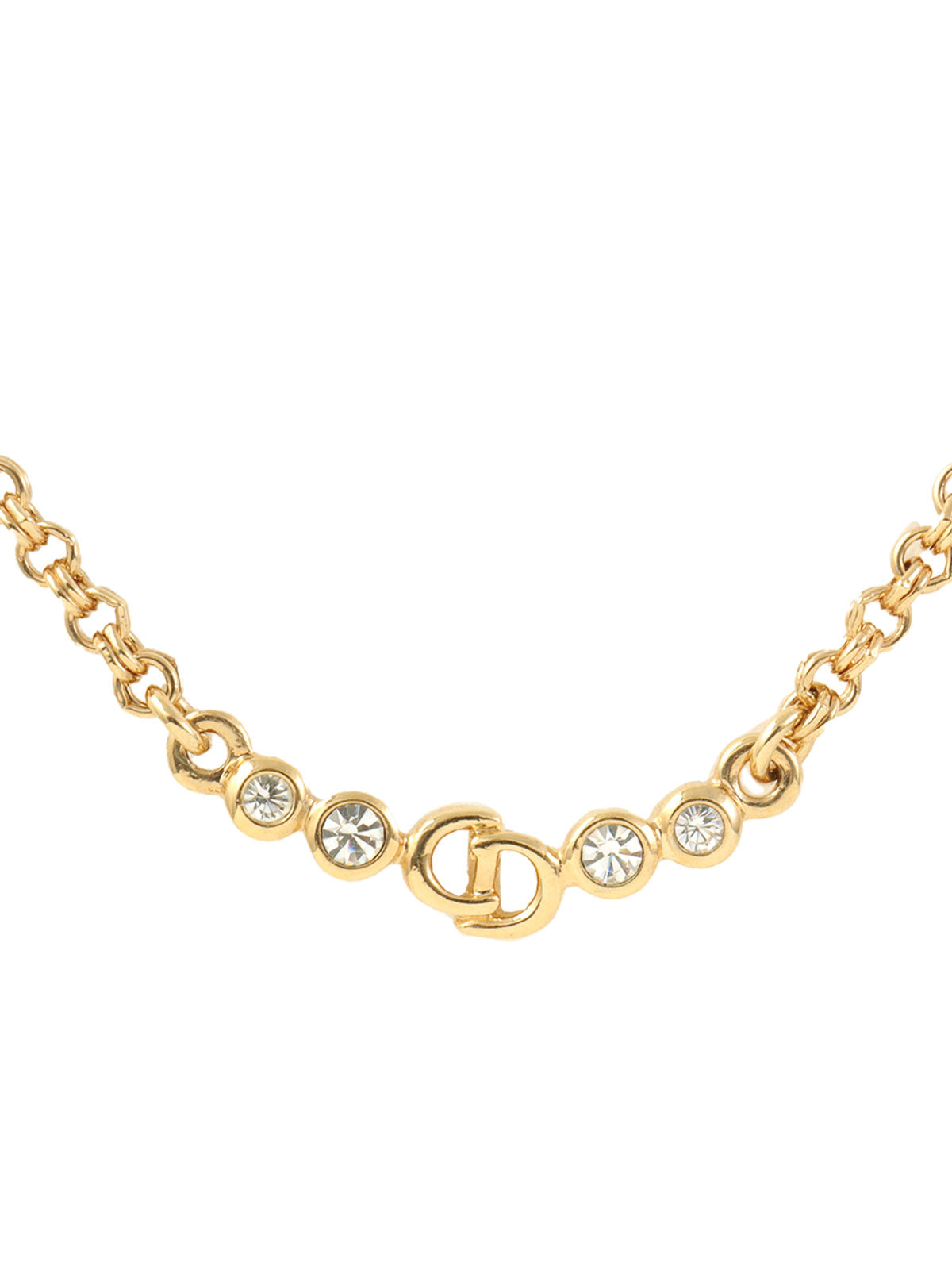 ラインストーンロゴネックレス ゴールド