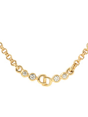 ラインストーンロゴネックレス ゴールド