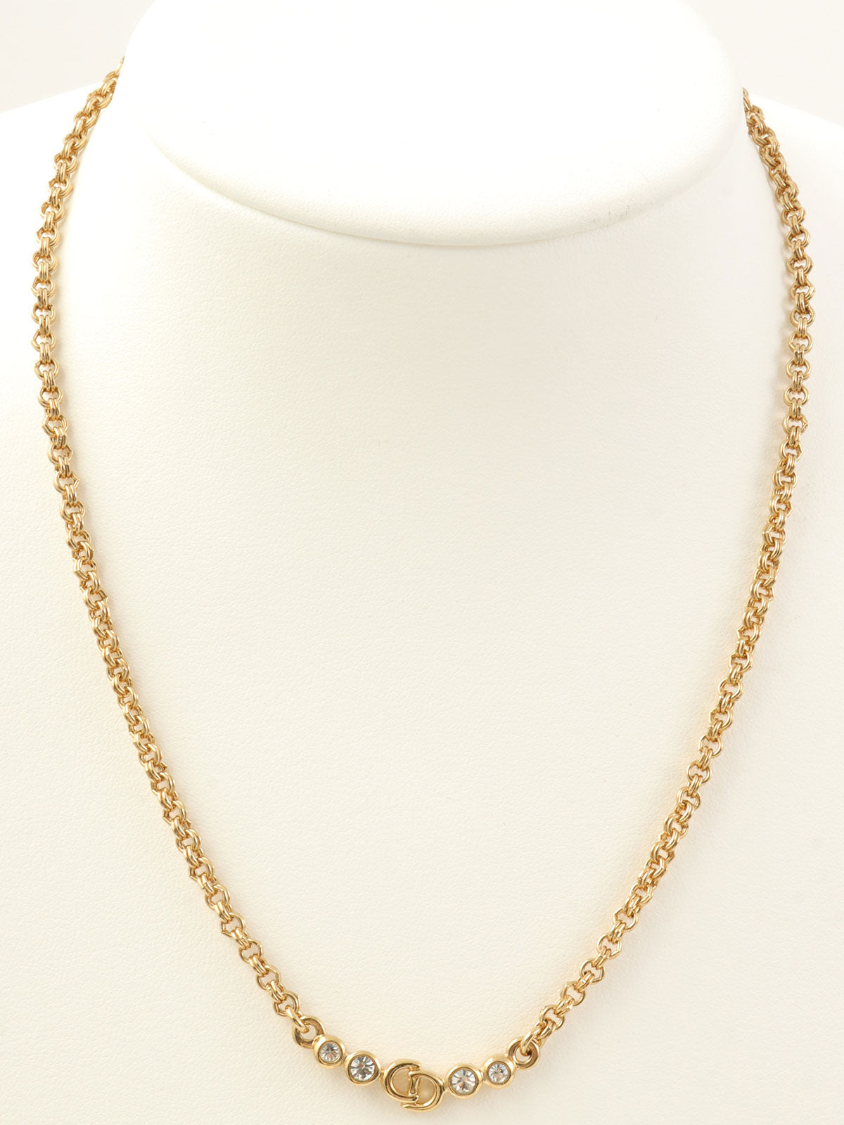 ラインストーンロゴネックレス ゴールド