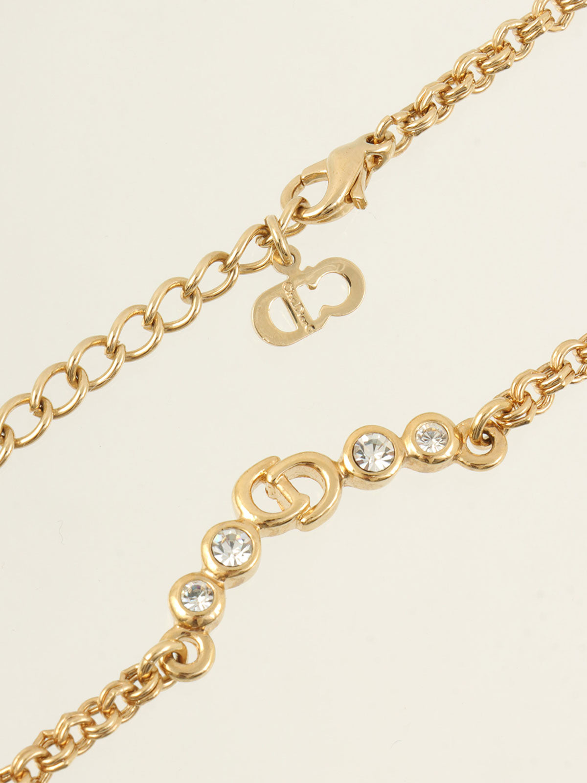 ラインストーンロゴネックレス ゴールド