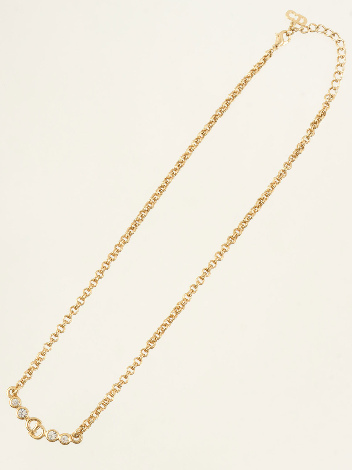 ラインストーンロゴネックレス ゴールド