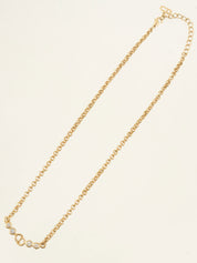 ラインストーンロゴネックレス ゴールド