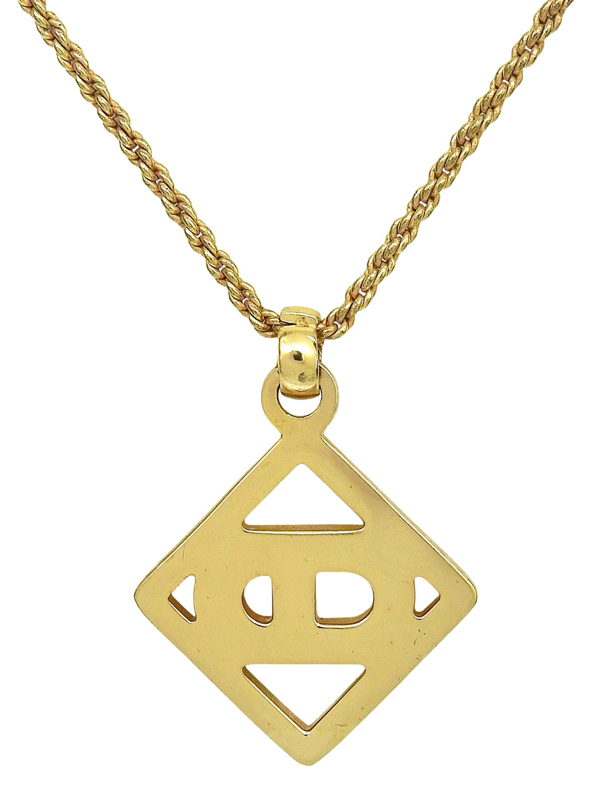 Rhinestone Diamond Motif Logo Necklace Gold