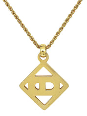 Rhinestone Diamond Motif Logo Necklace Gold