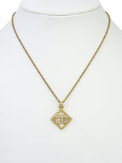 Rhinestone Diamond Motif Logo Necklace Gold