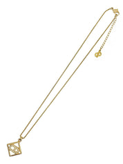 Rhinestone Diamond Motif Logo Necklace Gold
