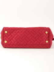 Pink nylon logo plate chain shoulder bag