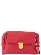 ナイロンロゴプレートチェーンショルダーバッグ ピンク