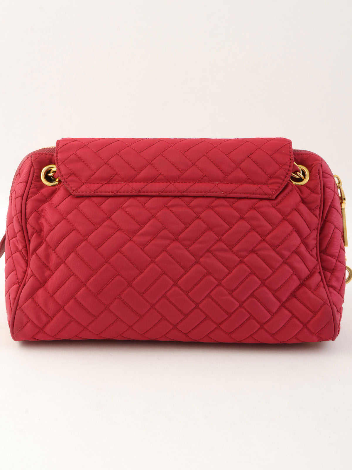 ナイロンロゴプレートチェーンショルダーバッグ ピンク