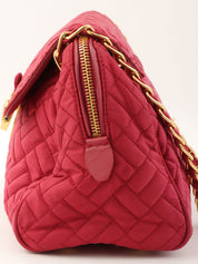 ナイロンロゴプレートチェーンショルダーバッグ ピンク