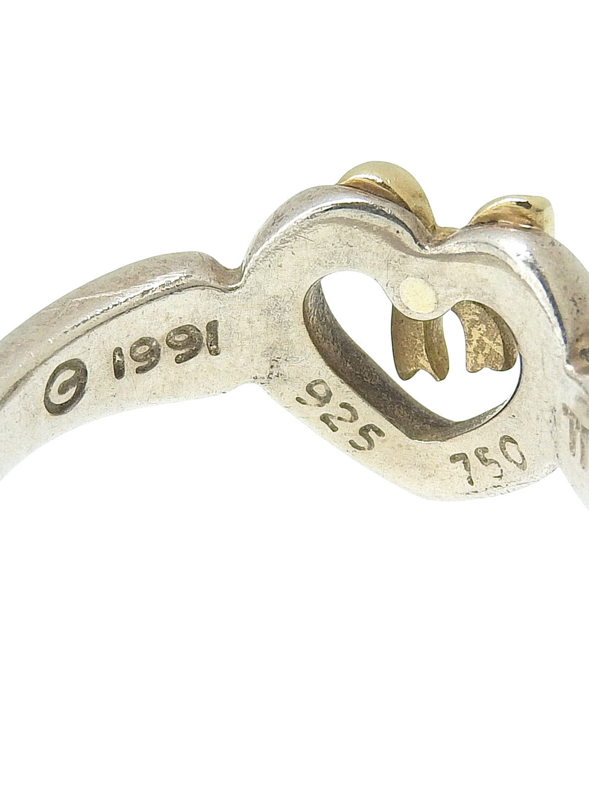 18K925ハートリボンモチーフリング #50 シルバー/ゴールド