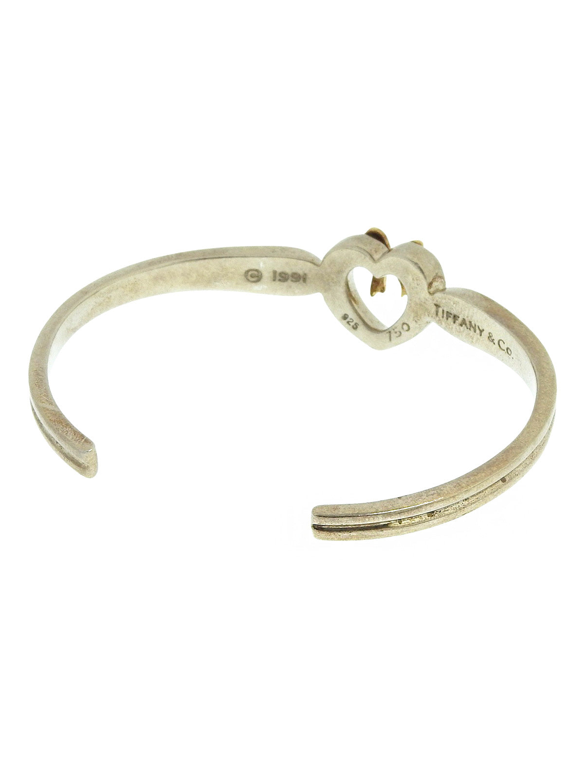 18K925 Heart Ribbon Motif Bangle Silver/Gold