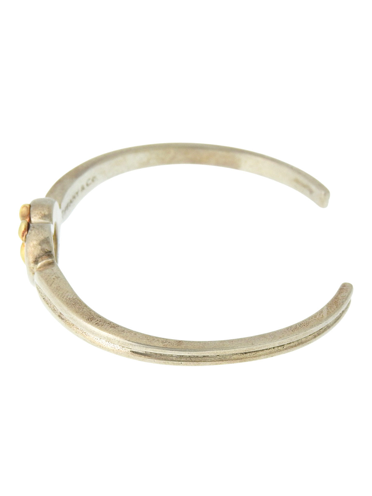 18K925 Heart Ribbon Motif Bangle Silver/Gold