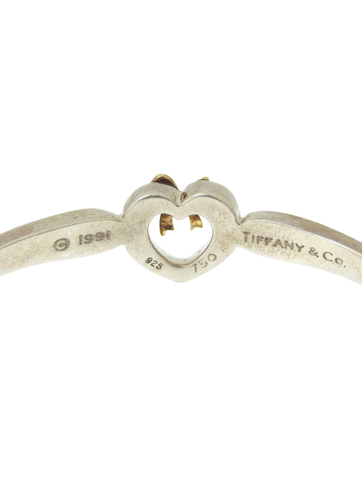 18K925 Heart Ribbon Motif Bangle Silver/Gold