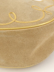 スエードマカダムデザインハンドバッグ ベージュ