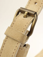 スエードマカダムデザインハンドバッグ ベージュ