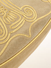 スエードマカダムデザインハンドバッグ ベージュ