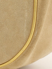 スエードマカダムデザインハンドバッグ ベージュ