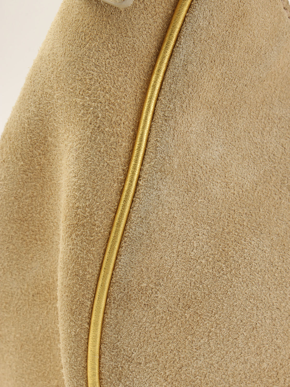 スエードマカダムデザインハンドバッグ ベージュ