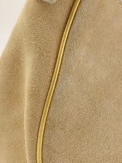 スエードマカダムデザインハンドバッグ ベージュ