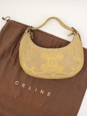 スエードマカダムデザインハンドバッグ ベージュ