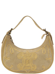 スエードマカダムデザインハンドバッグ ベージュ