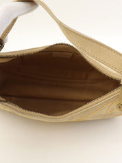 スエードマカダムデザインハンドバッグ ベージュ