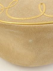 スエードマカダムデザインハンドバッグ ベージュ