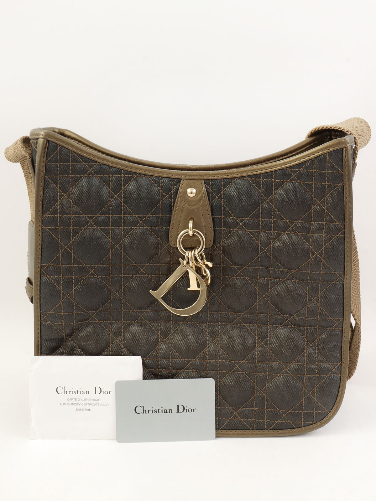 Cannage Stitch 单肩包 卡其色/黑色