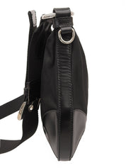 Nylon logo plate shoulder bag in black