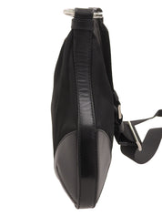 Nylon logo plate shoulder bag in black