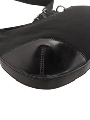 Nylon logo plate shoulder bag in black
