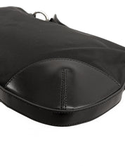 Nylon logo plate shoulder bag in black