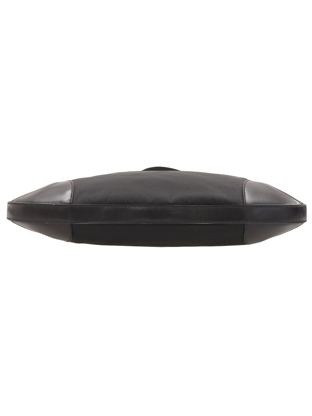 Nylon logo plate shoulder bag in black