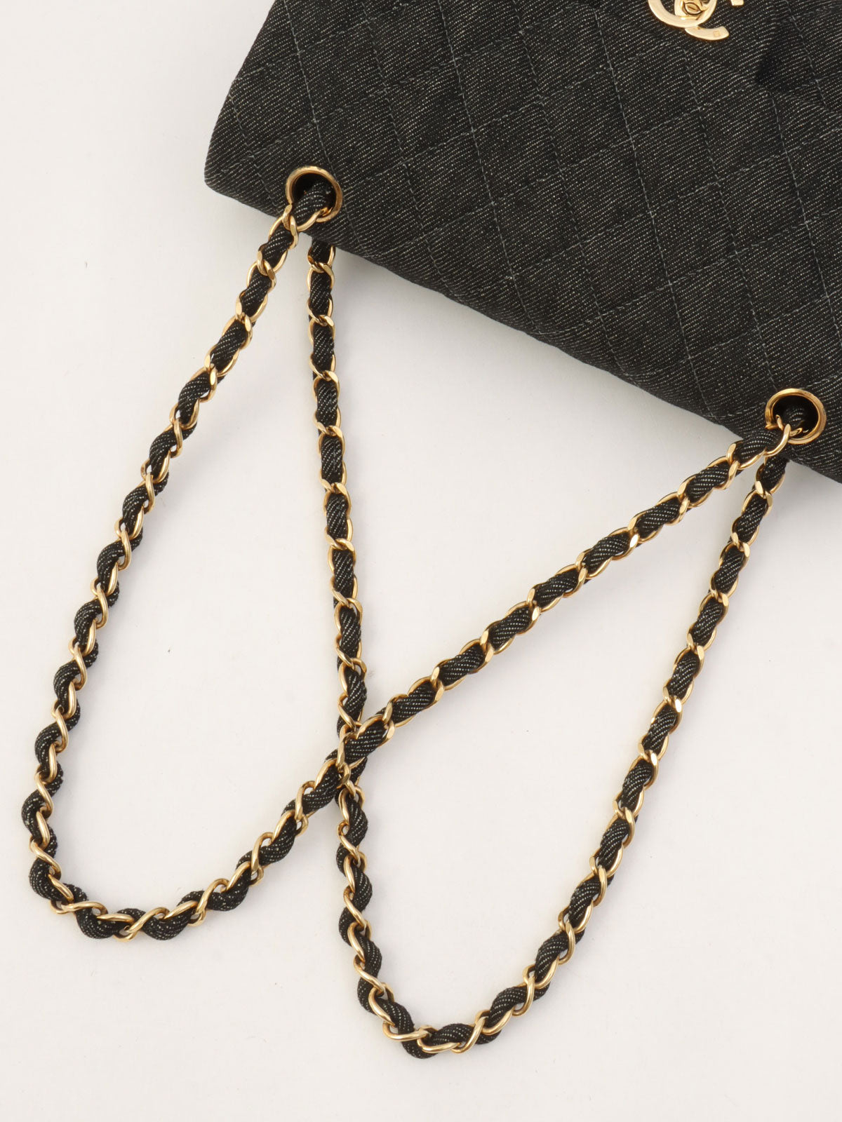 Around 1998 Made Denim Classic Flap Chain Bag 25cm Black