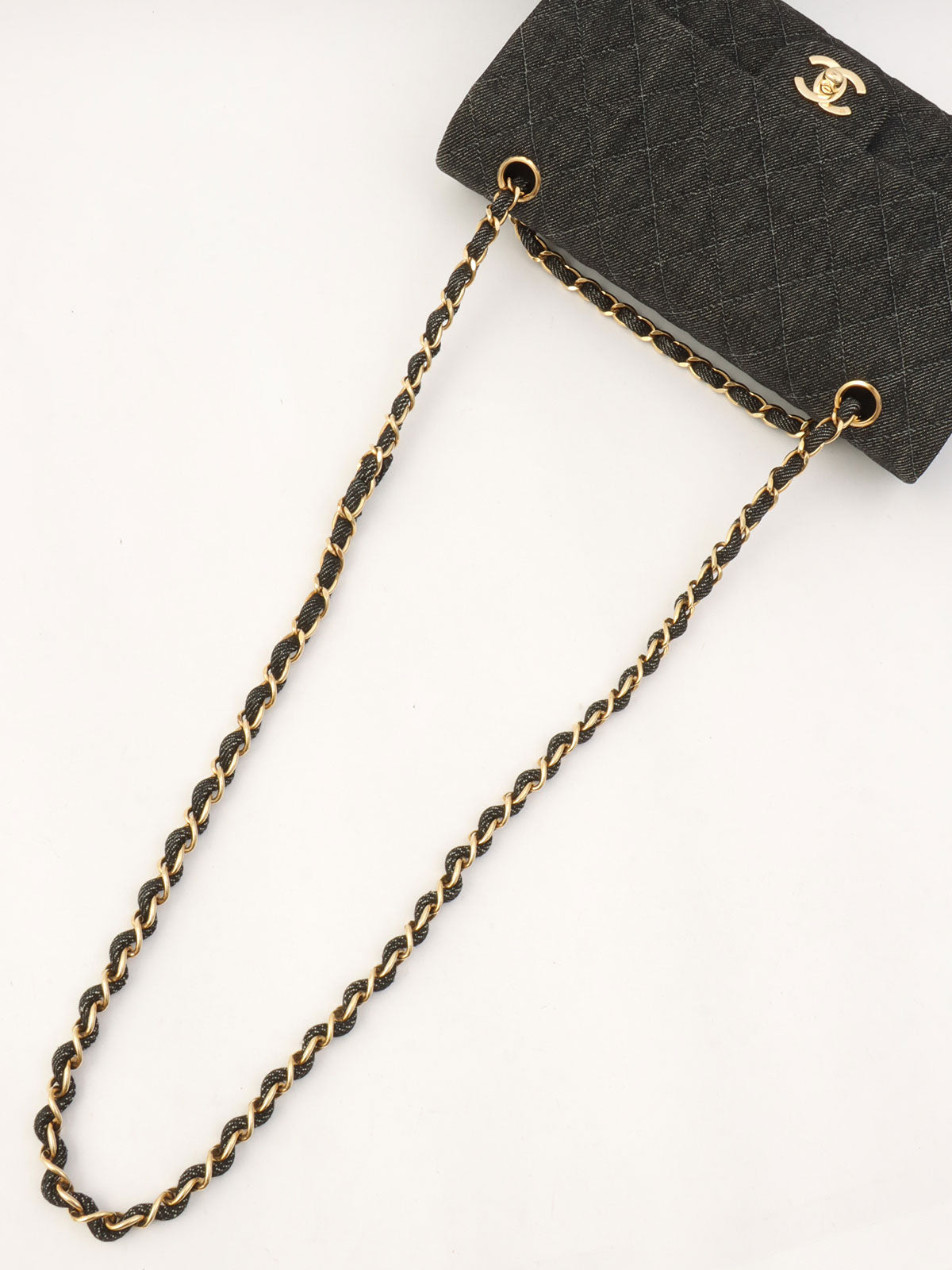 Around 1998 Made Denim Classic Flap Chain Bag 25cm Black