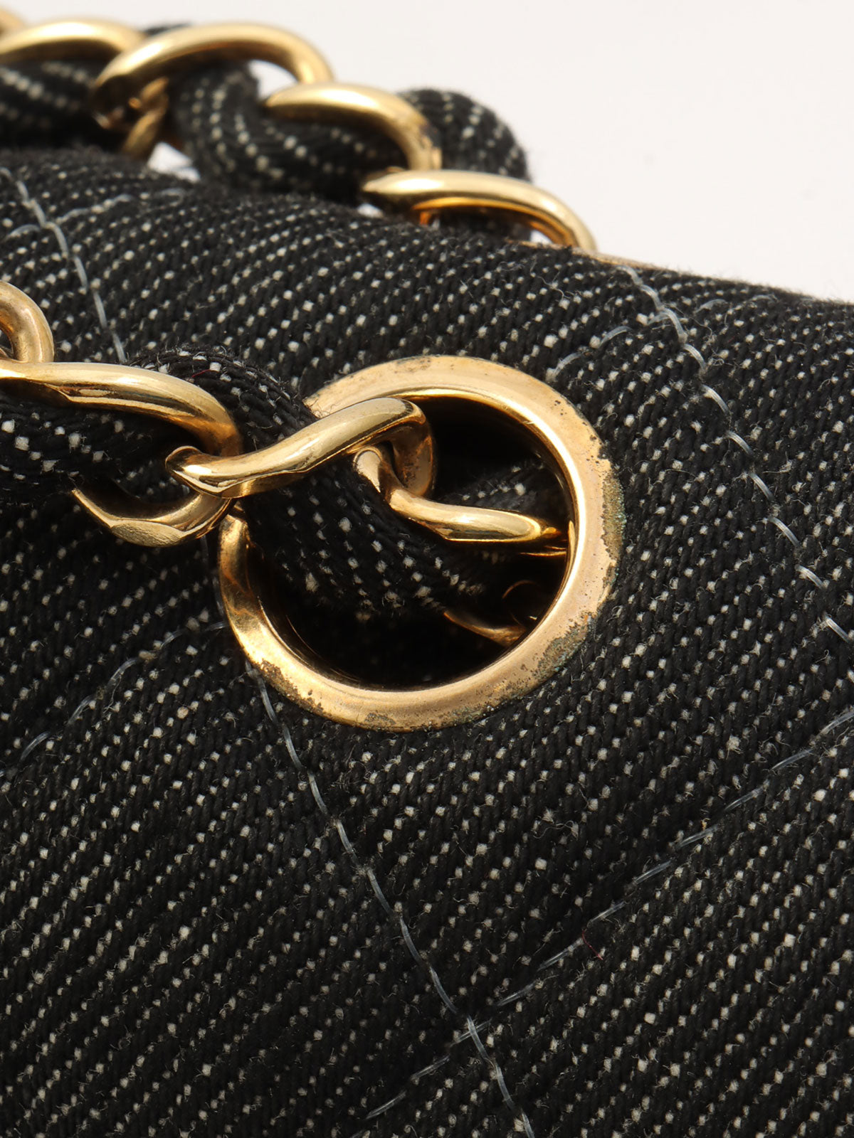 Around 1998 Made Denim Classic Flap Chain Bag 25cm Black