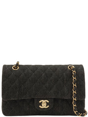 Around 1998 Made Denim Classic Flap Chain Bag 25cm Black