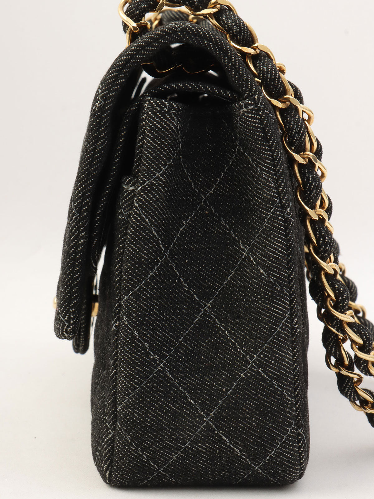 Around 1998 Made Denim Classic Flap Chain Bag 25cm Black